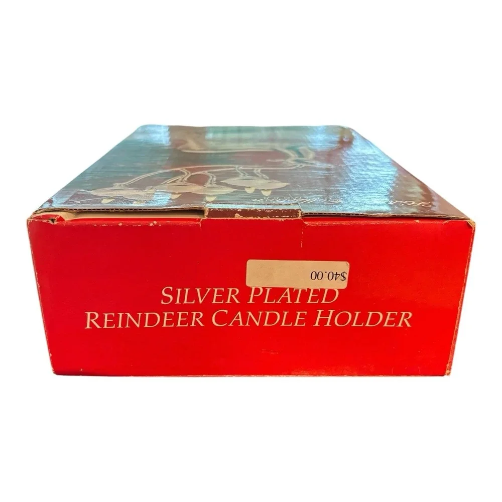 Godinger Silver Plated Reindeer Candle Holder 6 Light Holiday Collection w/ Box